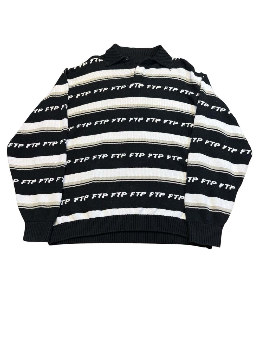FTP Striped Knit Polo Sweater